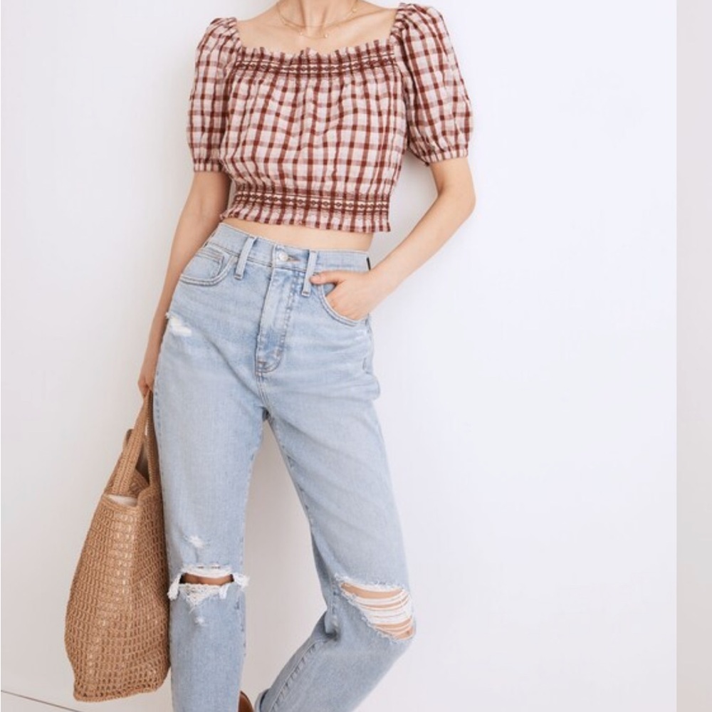 Madewell Seersucker Jeanette Plaid Top Size Small - Picture 3 of 8